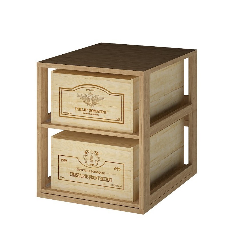 Botellero ARGANZA para 2 Cajas de Vino | Madera Robusta y Diseño Elegante