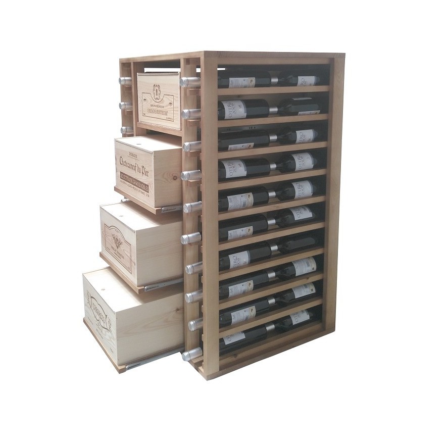 Botellero EX2546 para 4 Cajas de Vino y 68 Botellas | Diseño de Madera Robusto