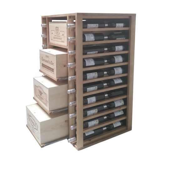 Botellero EX2546 para 4 Cajas de Vino y 68 Botellas | Diseño de Madera Robusto