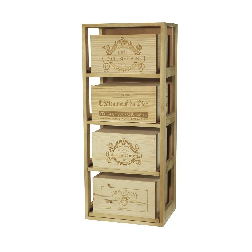 Botellero de Madera EX2558 para 4 Cajas de Vino | Almacenamiento y Estilo