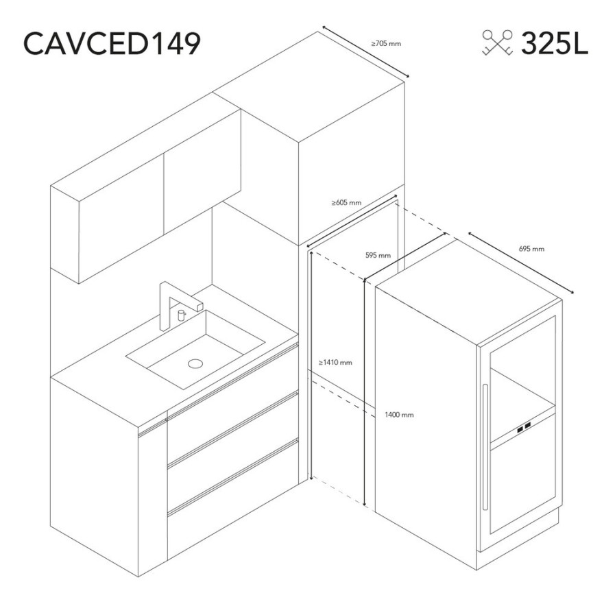 Vinoteca Bajo Consumo Multitemperatura 149 Botellas | CAVCED149 Les Petits Champs