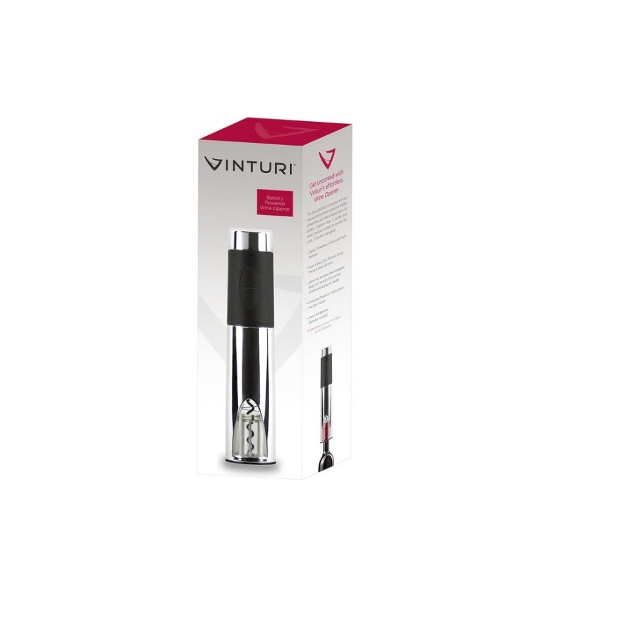 Sacacorchos Eléctrico Vinturi USB | Recargable | LED Azul | Incluye Corta Cápsulas