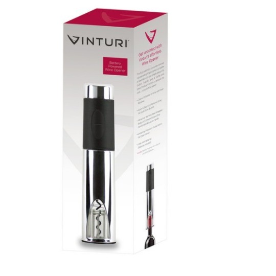 Sacacorchos Eléctrico Vinturi USB | Recargable | LED Azul | Incluye Corta Cápsulas