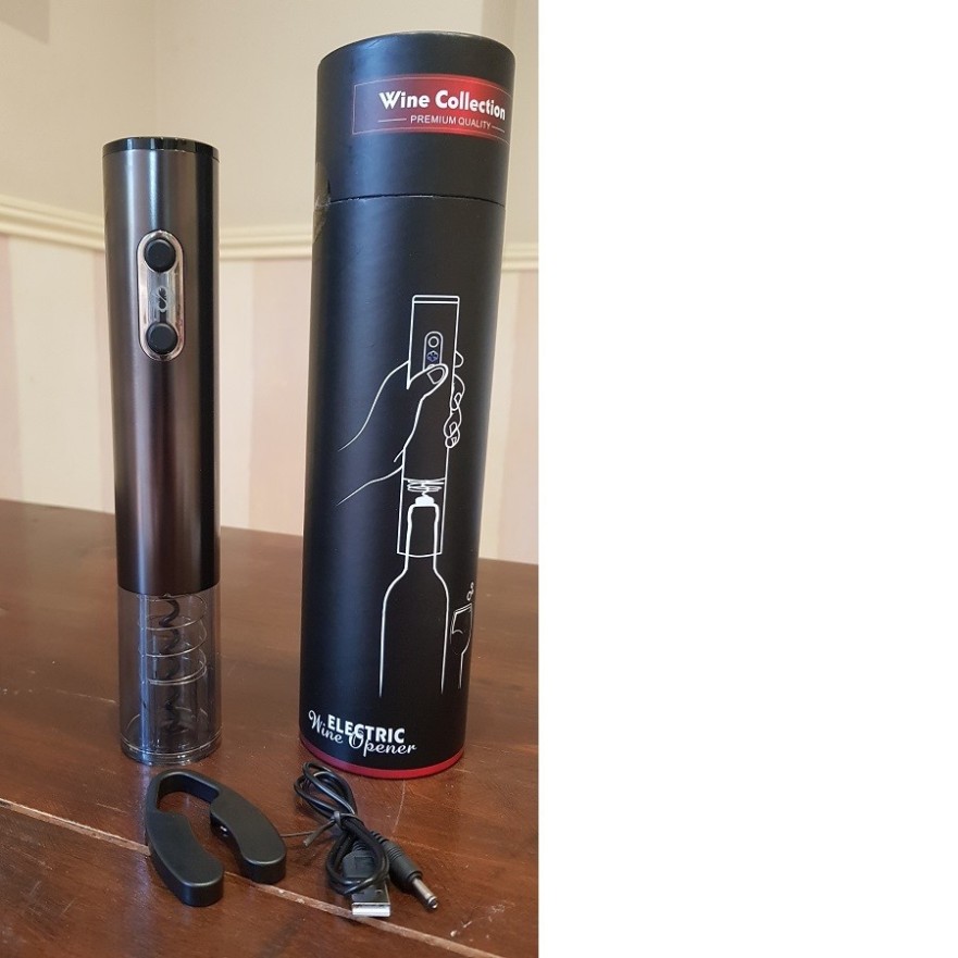 Sacacorchos Eléctrico Vinturi USB | Recargable | LED Azul | Incluye Corta Cápsulas